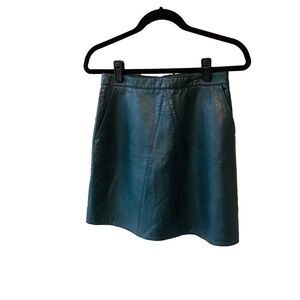 Zara Faux Vegan Leather Mini Skirt Size Small Green Pockets